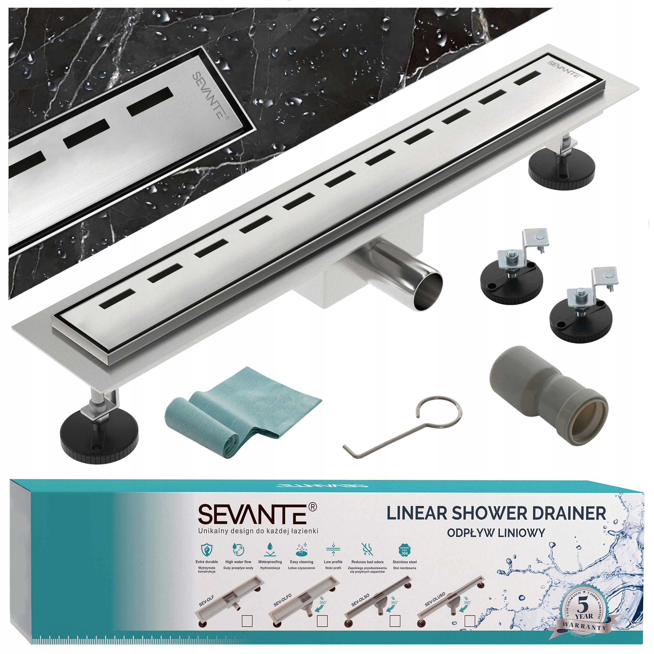 Lineárny odtok s maskovačom 90 cm Flat inox oceľ 304 s vysokou priepustnosťou