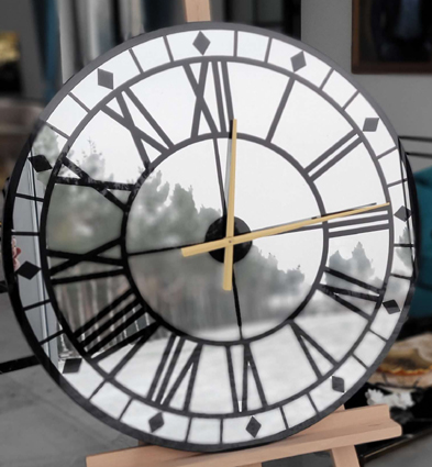 Elegancki Glamour Zegar Szklany Ścienny Na Prezent Lustro 80 cm Marka Galakor