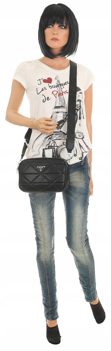 Torebka Damska listonoszka kuferek pikowana 2307 Kolor czarny