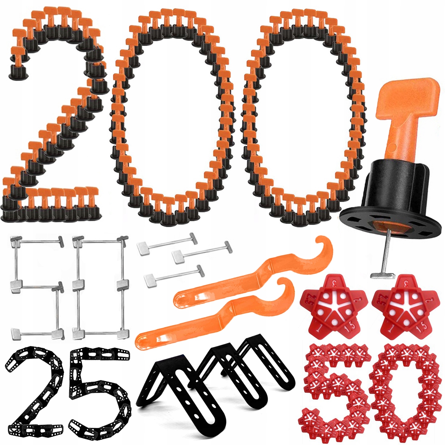 

200x System Poziomowania Płytek Klipsy V.2 Zestaw