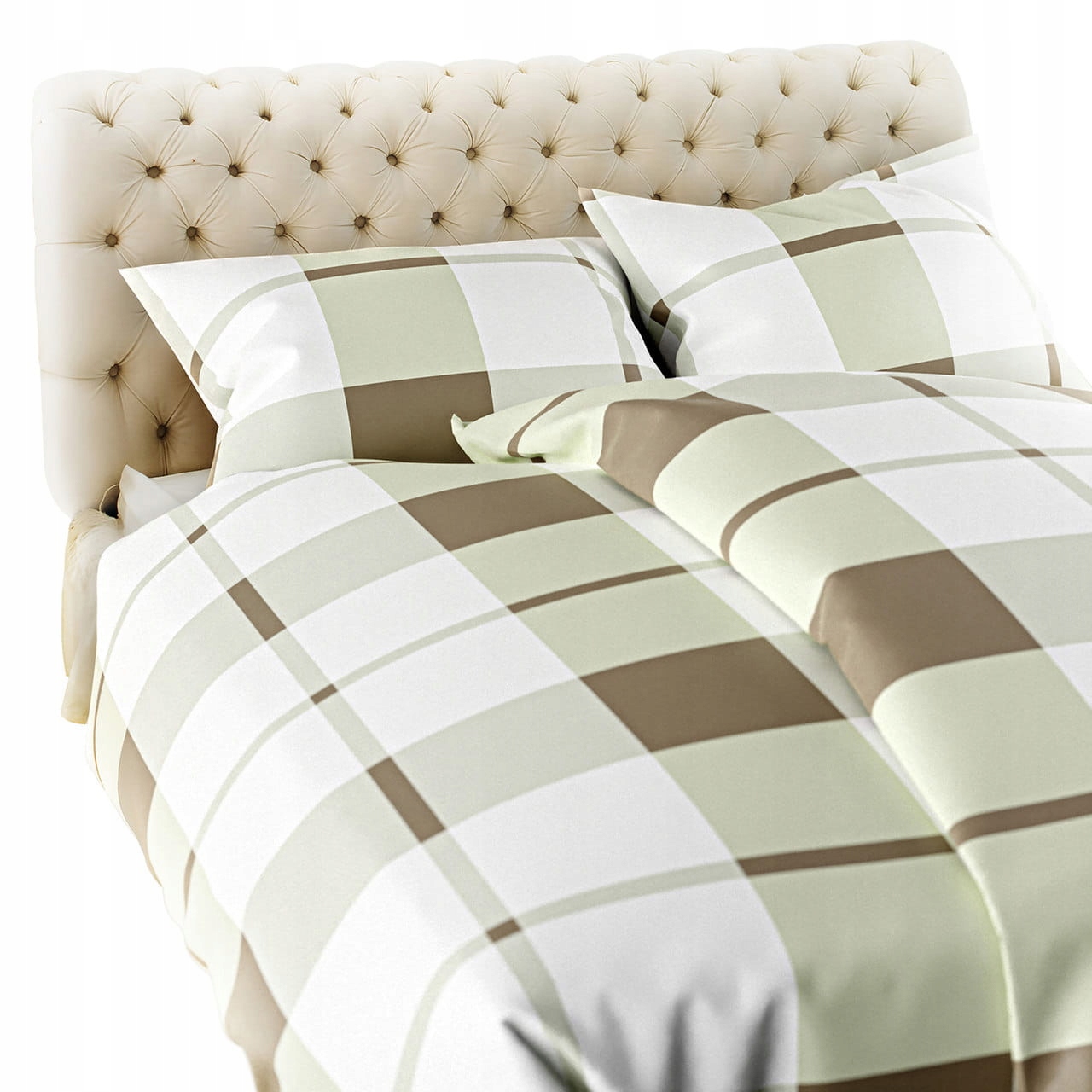 

Beżowa Pościel Flanelowa Bawełna 160x200 Krata