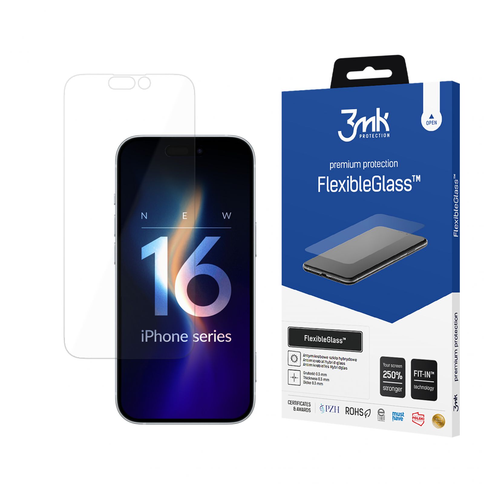Antymikrobowe Szkło Hybrydowe Apple Iphone 16 Plus 3MK Flexibleglass