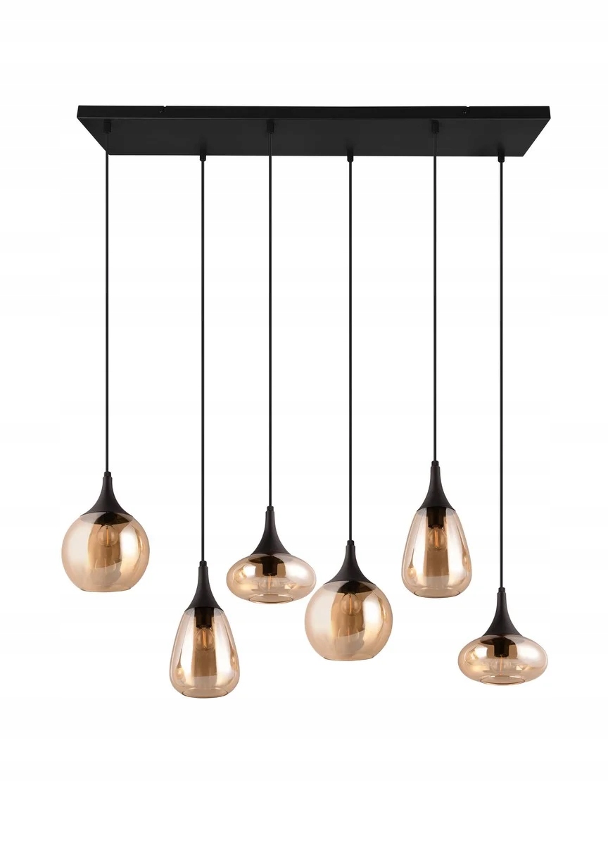 Závěsná lampa s nepravidelnými stínítky, černá, 6 bodů Trio