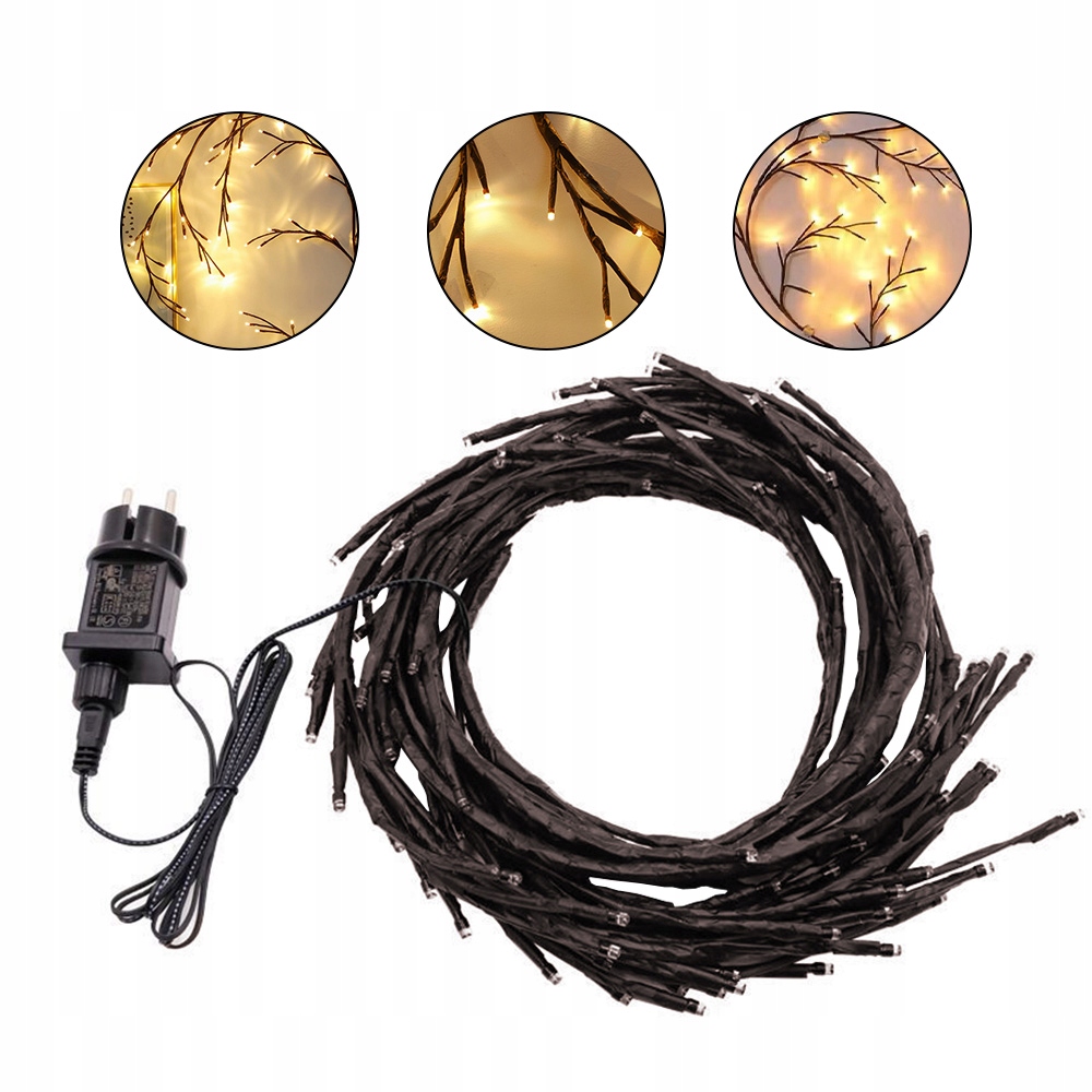 Led Světla Strom 2.3 M Teplé Bílé 144 Led Časovač Pilot Nástěnná Dekorace