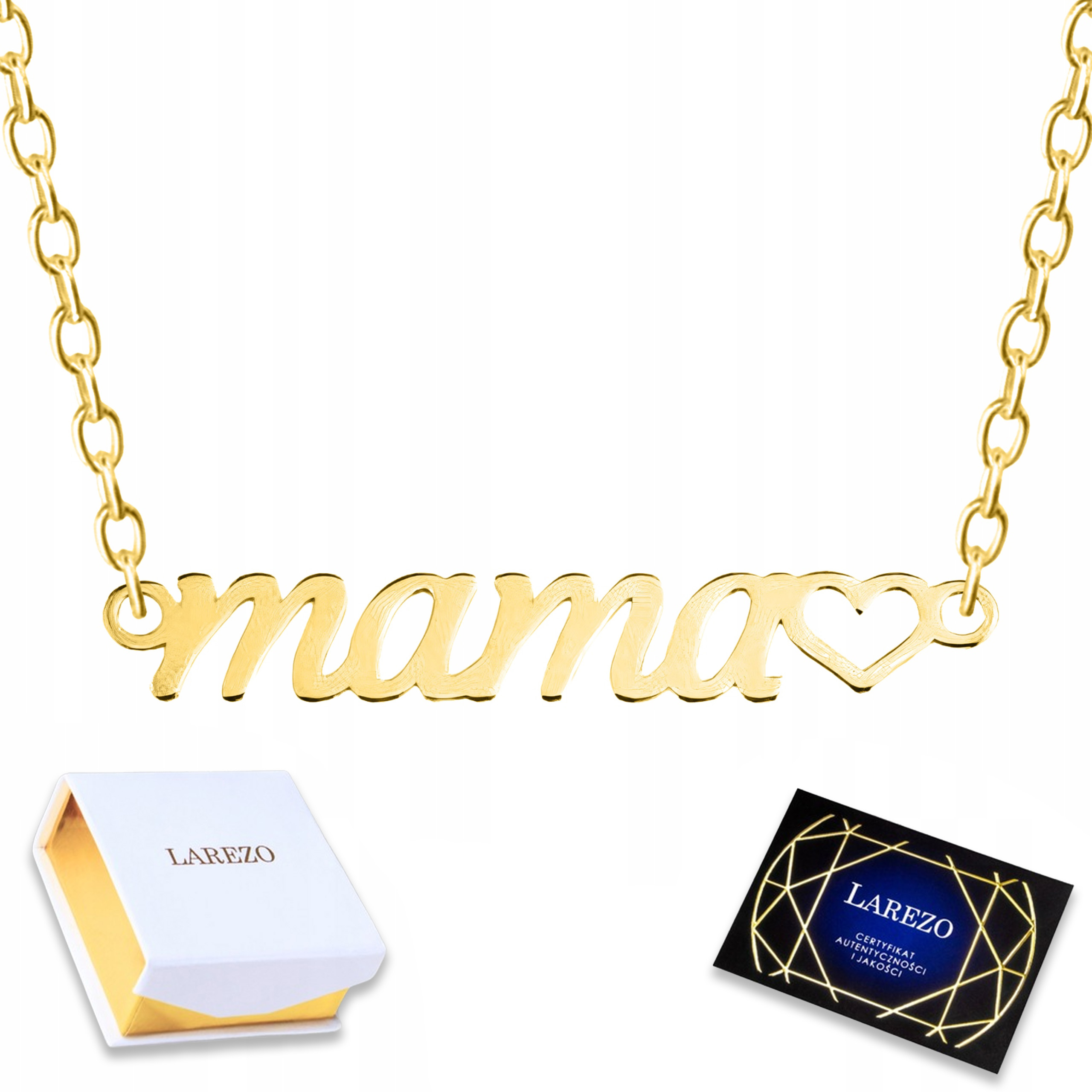 Zlatý náhrdelník s nápisem Maminka Srdce Láska Rodina Matka Stříbro 925