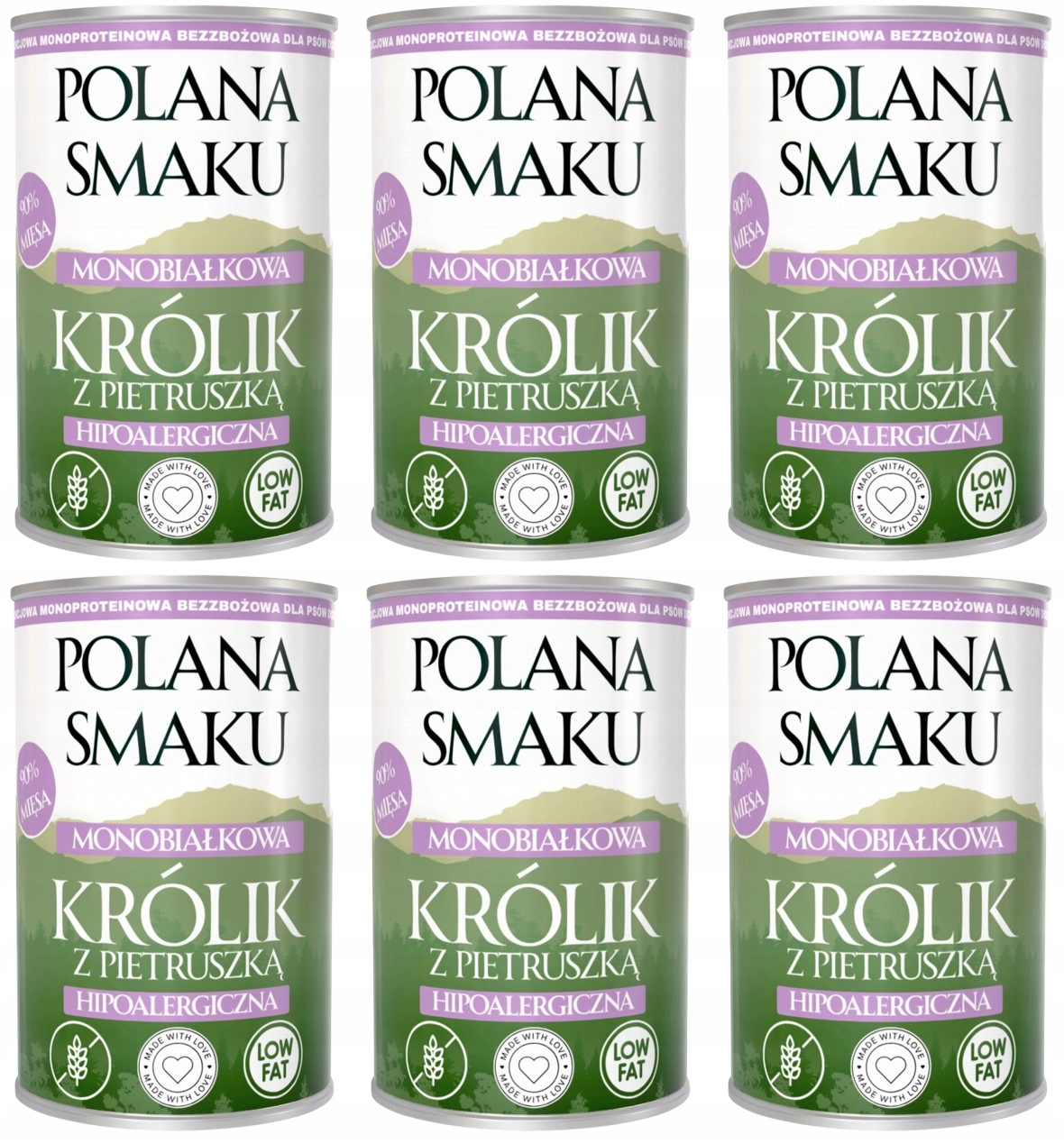Polana Smaku Mokra Karma Dorosły Pies Królik Pietruszka Low Fat 6x400g