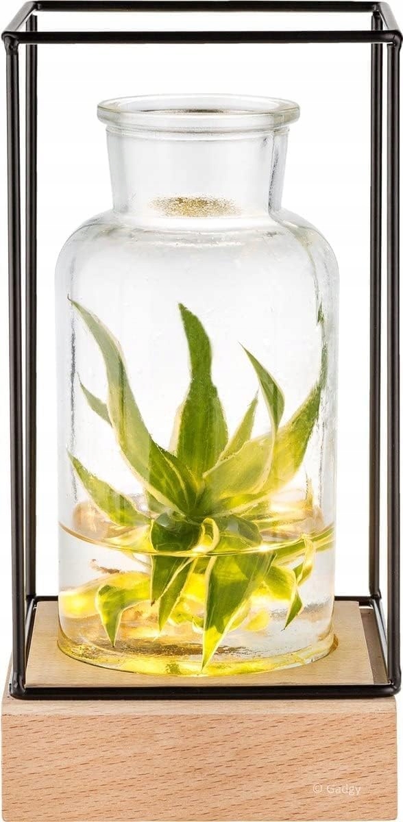 WAZON PODŚWIETLANY METAL+SZKŁO 11 x 22cm