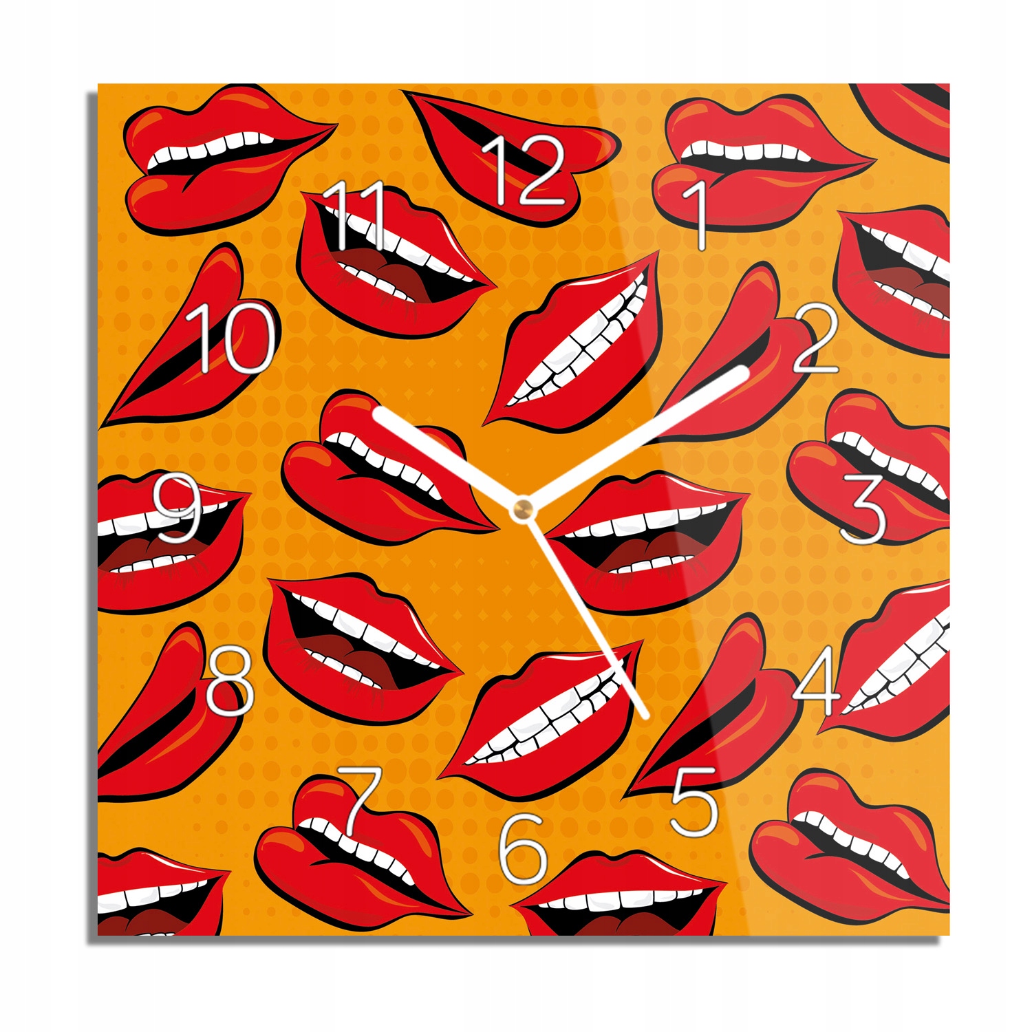 

Usta uśmiech pop art foto-zegar do jadalni 30x30