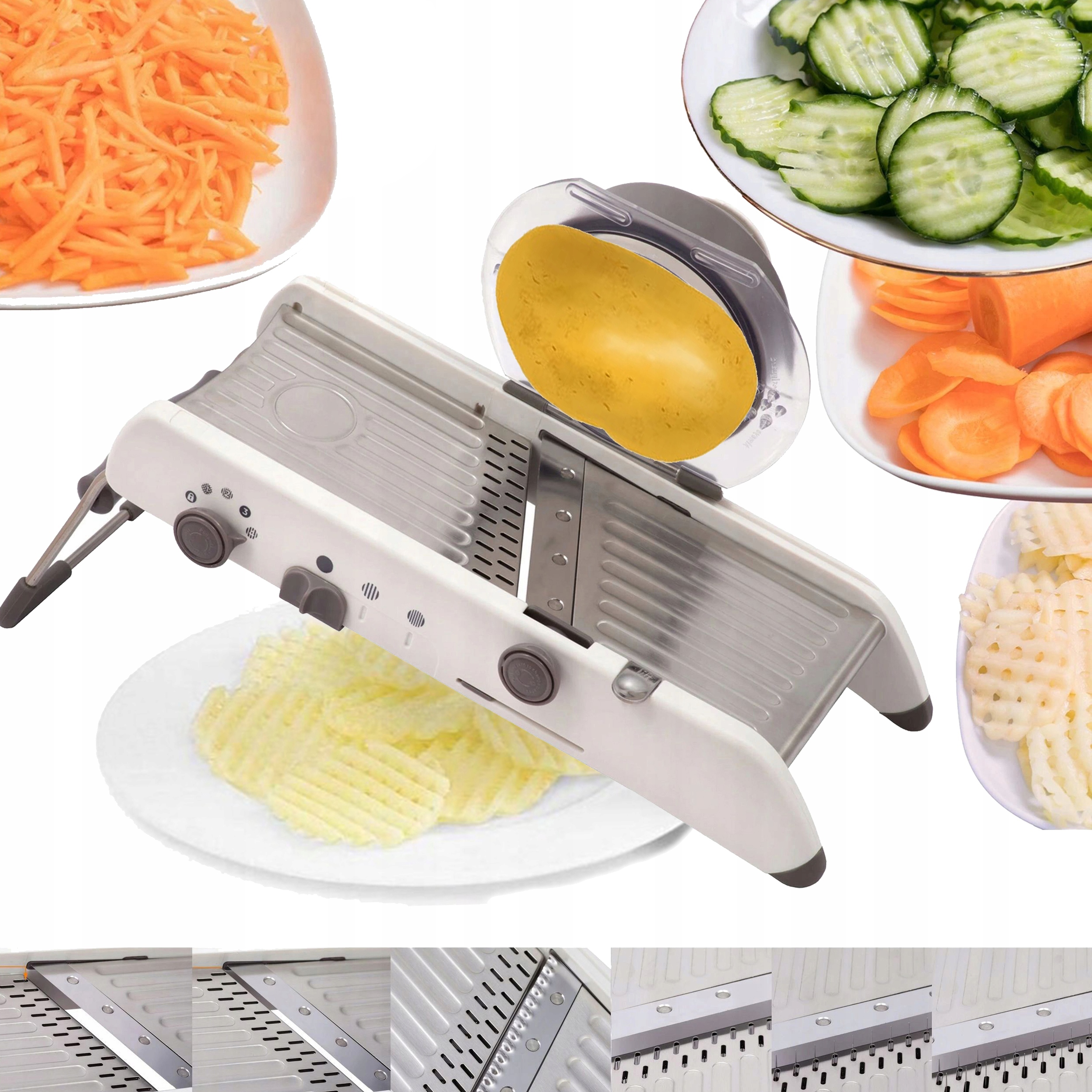Kráječ Na Zeleniny Struhadlo Nastavitelné 4V1 Stříbrný