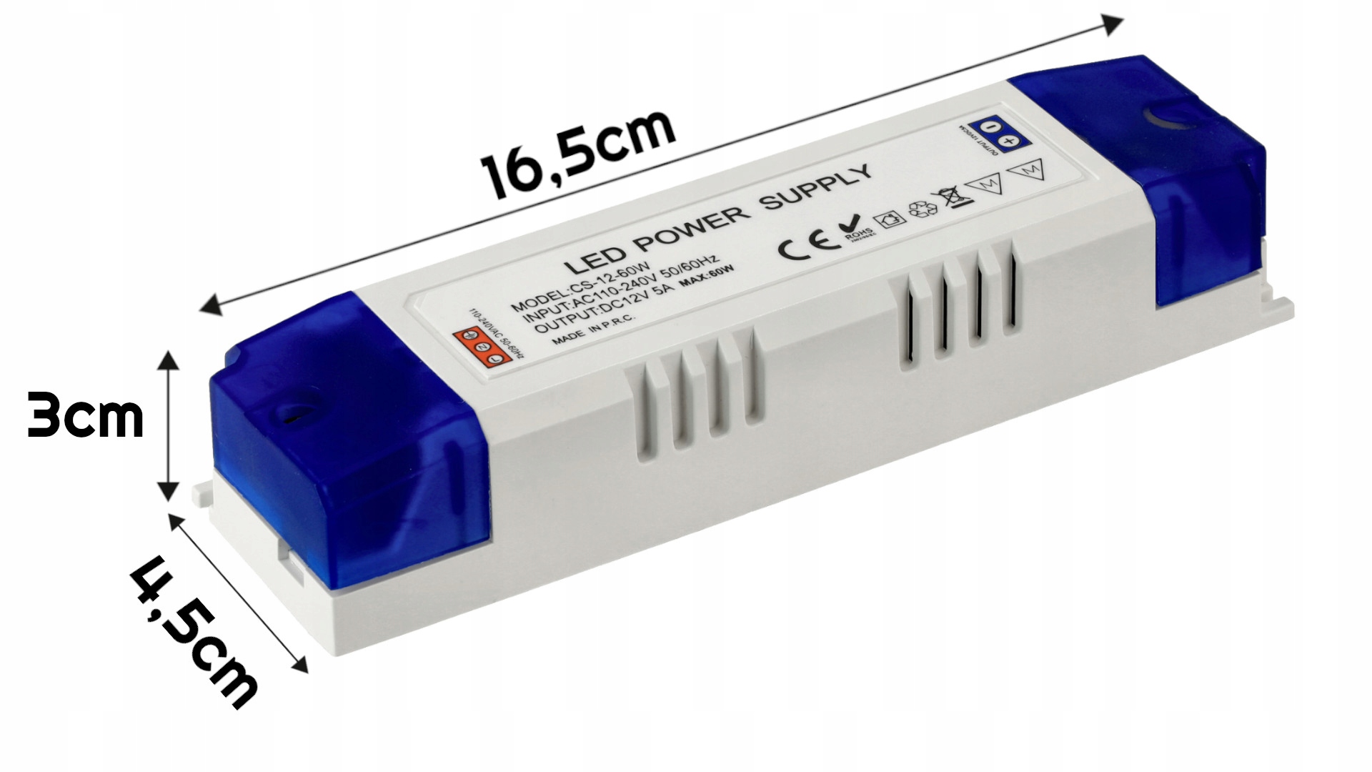 ZASILACZ LED 12V MEBLOWY 5A 60W DO TAŚMA TAŚMY LED Transformator Model MB0038