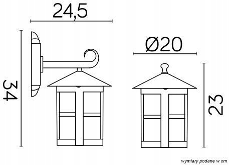 Kinkiet ogrodowy CORDOBA II K 3012/1/TD Suma Kolor czarny