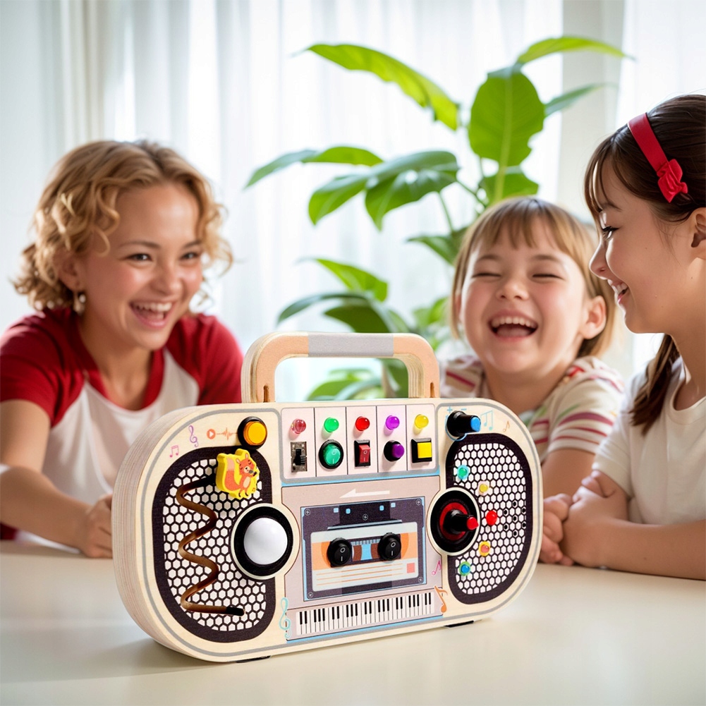 TABLICA MANIPULACYJNA DREWNIANA GRAJĄCE RADYJKO ŁADNA ZABAWKA NA PREZENT EAN (GTIN) 5905930941490