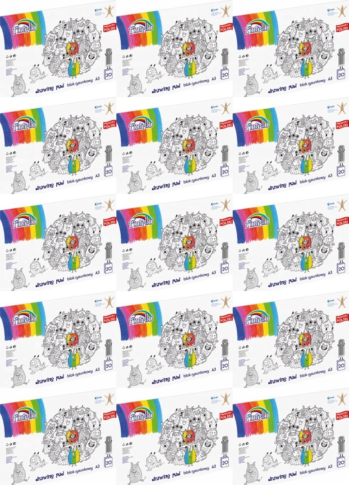 BLOK RYSUNKOWY A3 BIAŁY 20 kartek Fiorello x 15 szt