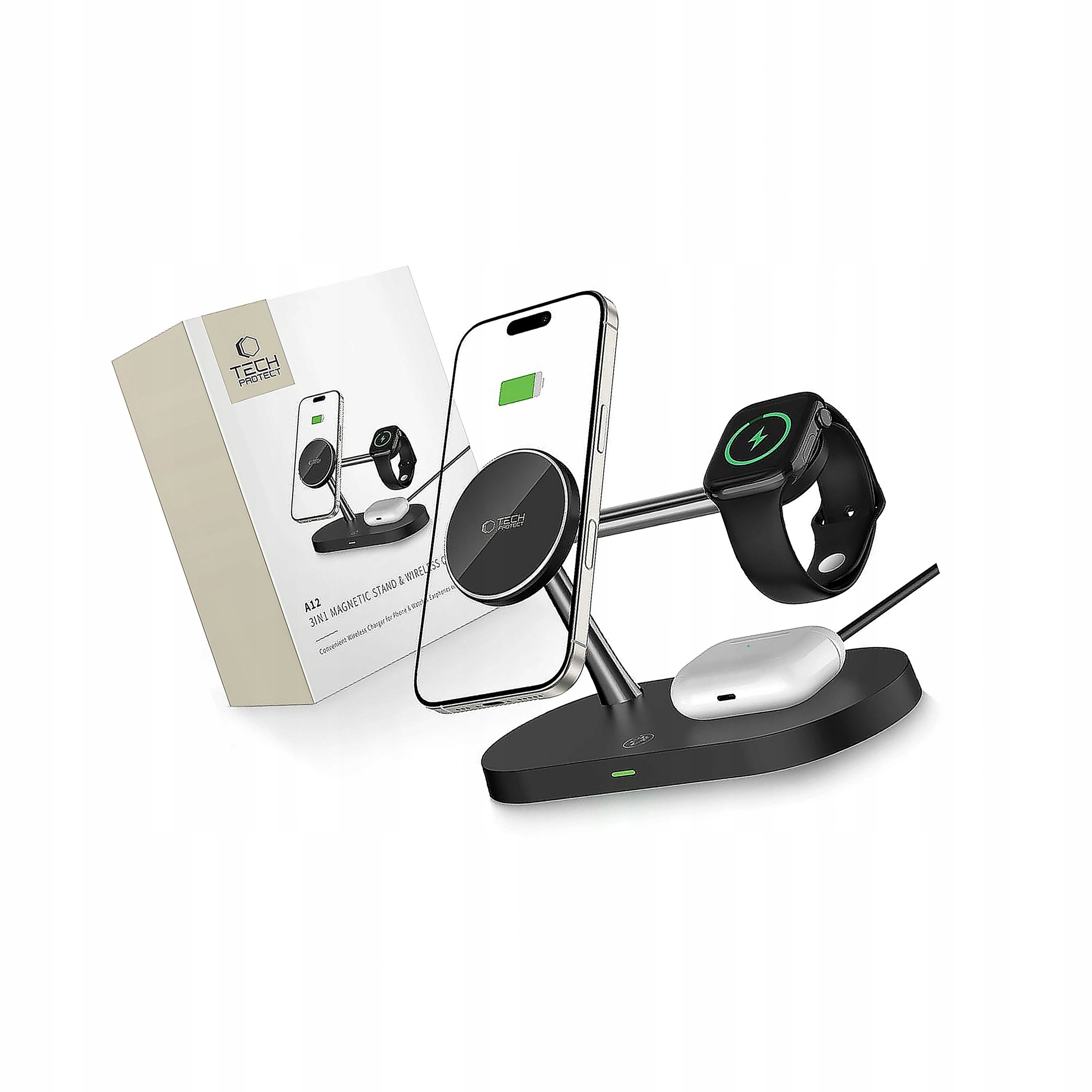 3w1 Ładowarka indukcyjna MagSafe na smartfon słuchawki smartwatch