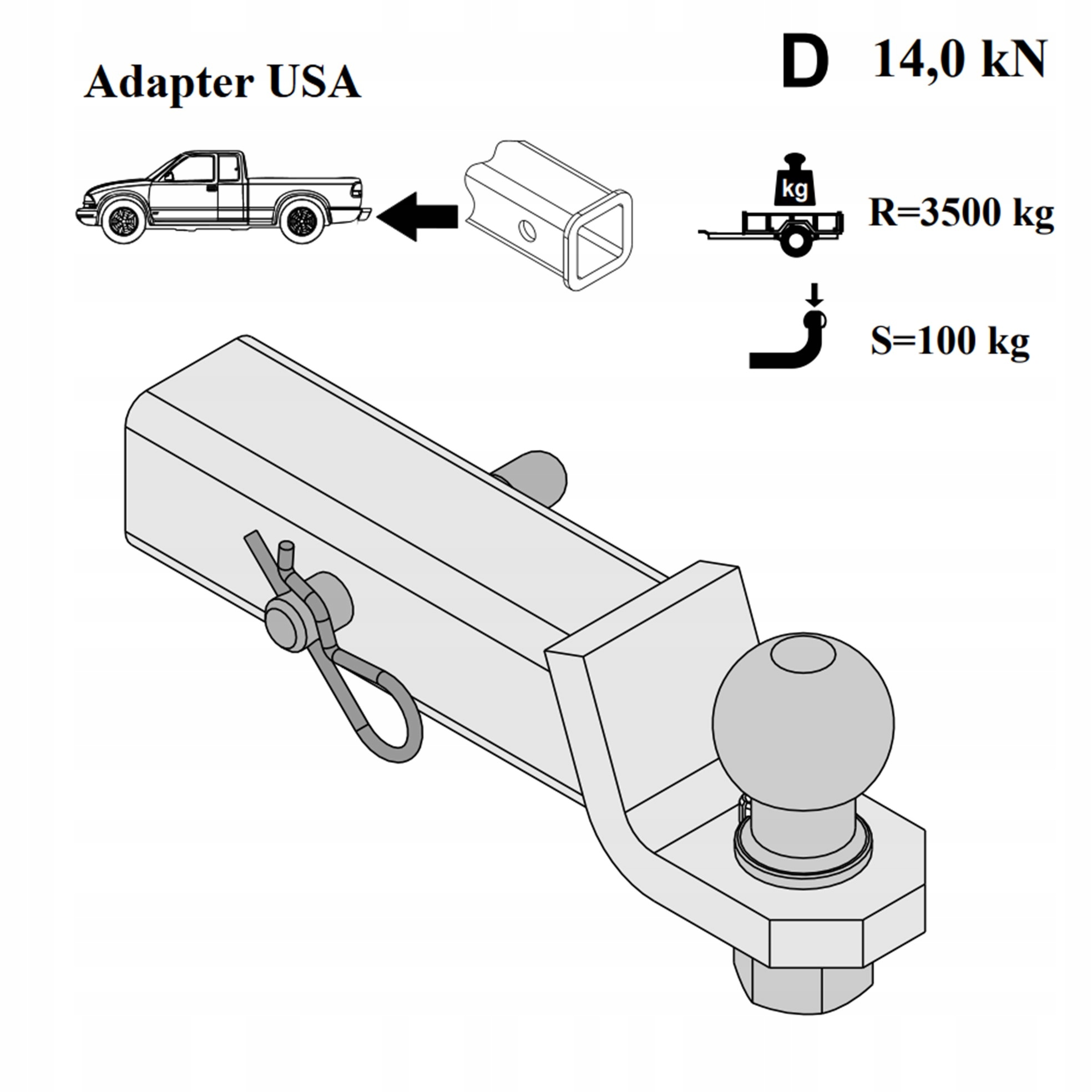 HAK HOLOWNICZY USA ADAPTER KULA 51x51 mm Producent XIMPLIO