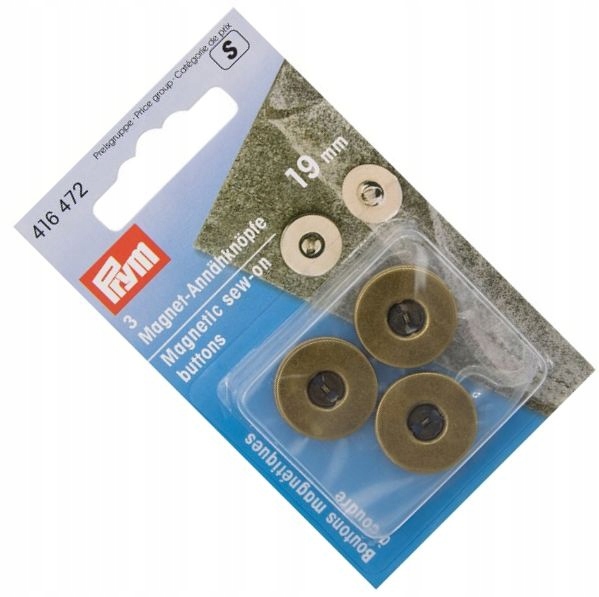 guzik magnetyczny fi 19mm mosiądz 3szt Prym 416472