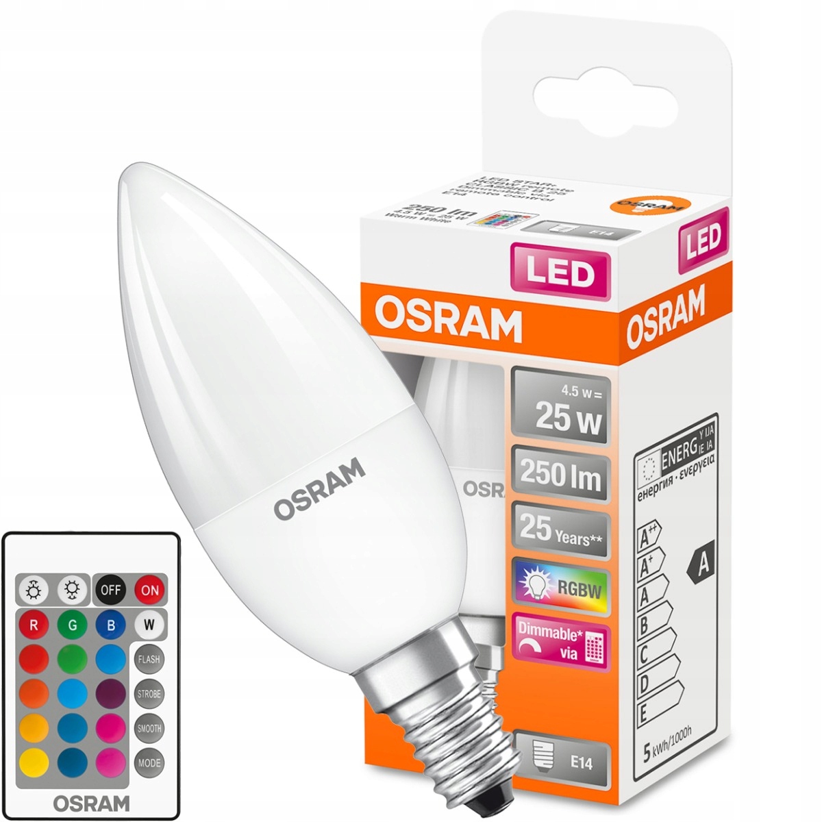 

Żarówka Led Świeca E14 4,5W 25W Osram Rgbw Pilot