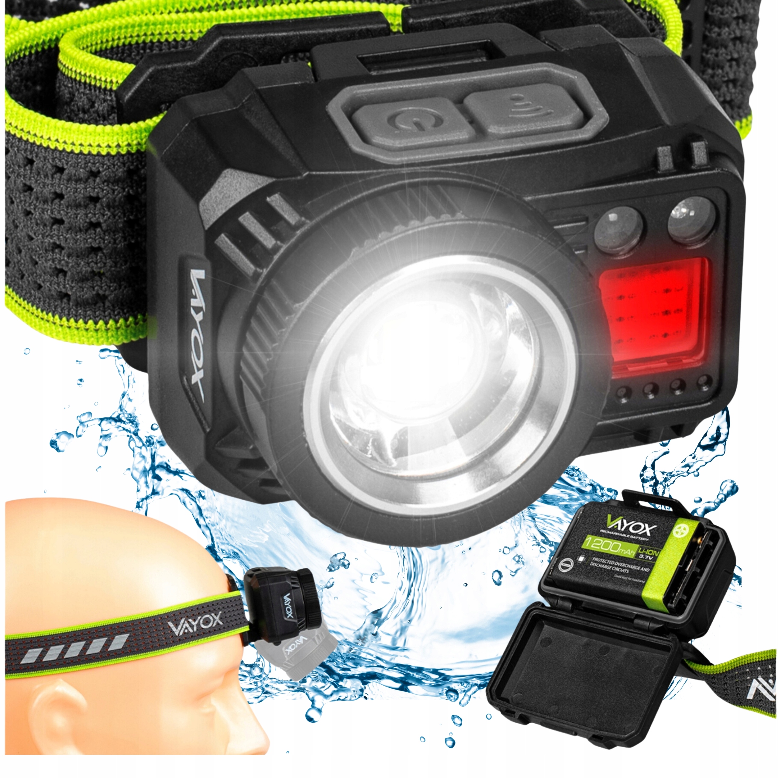 Czołówka Latarka Czołowa Led Akumulatorowa Mocna Wodoodporna ZOOM+Ładowarka