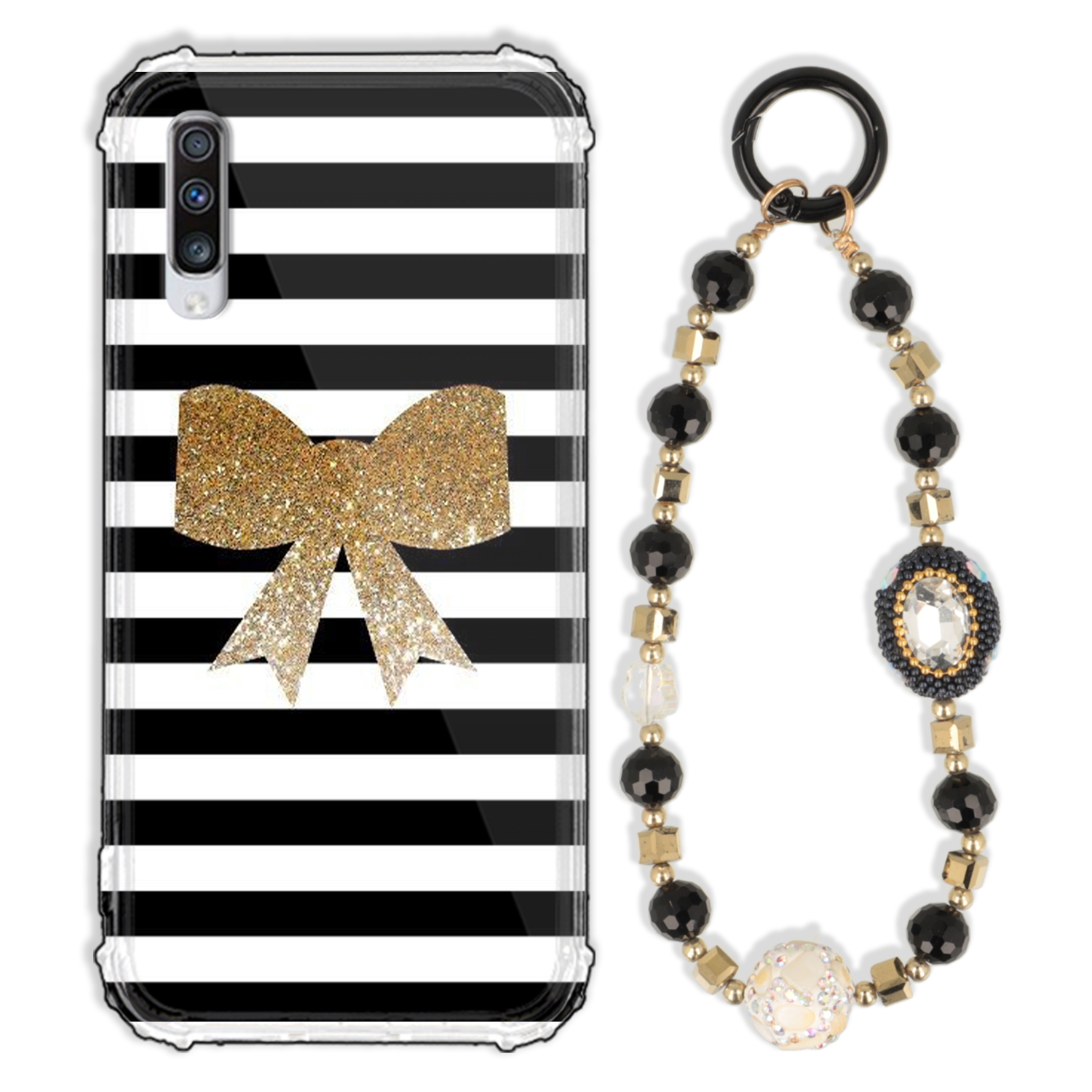 Puzdro Pre Samsung A70s Case Antishock Zirkóny Čierno Zlaté|odolné|silné