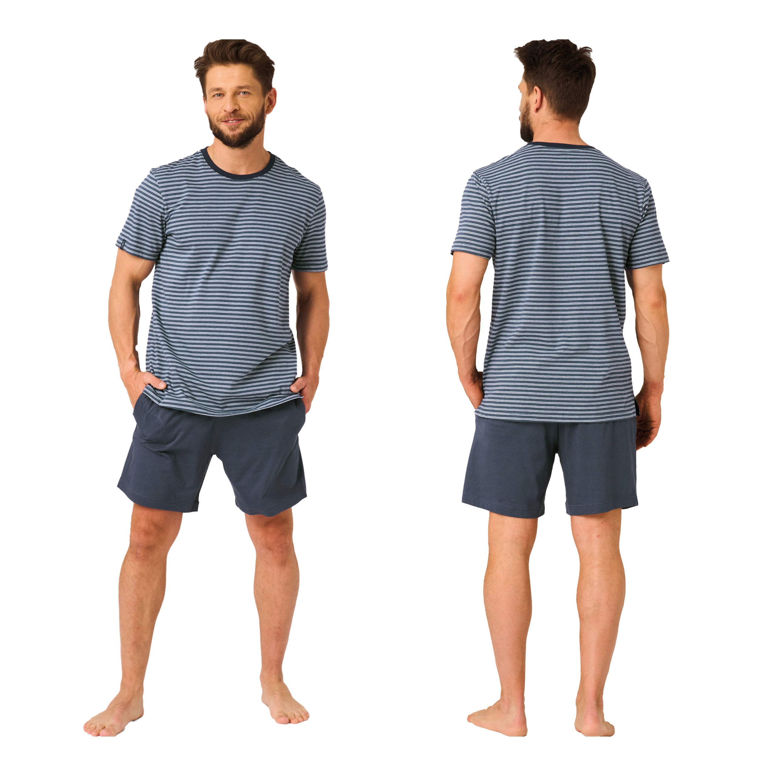 Pánské bavlněné pyžamo XXL s krátkým rukávem, krátké kraťasy, krátké Key