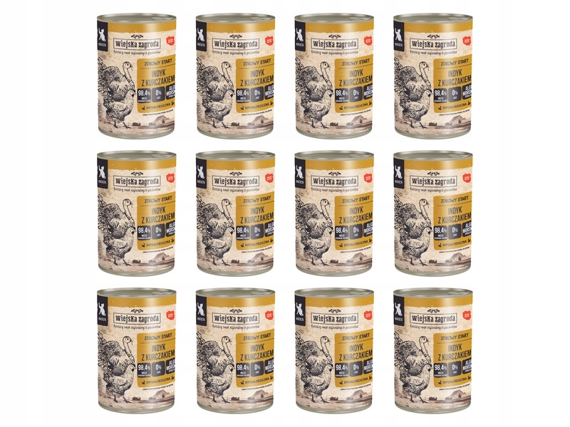 Karma dla kota Wiejska Zagroda Indyk z kurczakiem 12 x 400 g