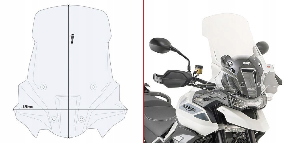 Sklo Givi priehľadné 59 x 42 cm (h x L) Triumph Tiger 900 (20)