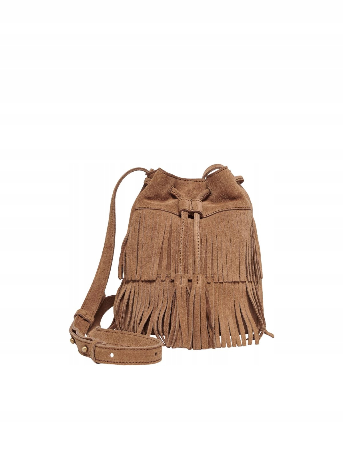 

Only Torebka Damska Brązowa Zamsz Frędzle