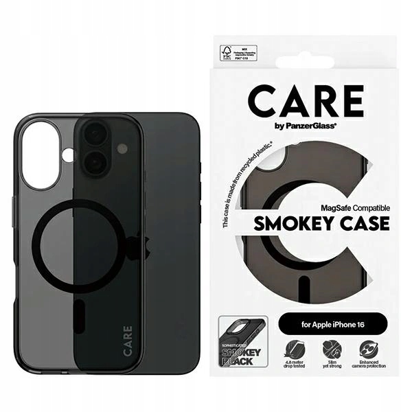 Pouzdro Care by PanzerGlass Flagship Case MagSafe pro Apple iPhone 16, kouřové