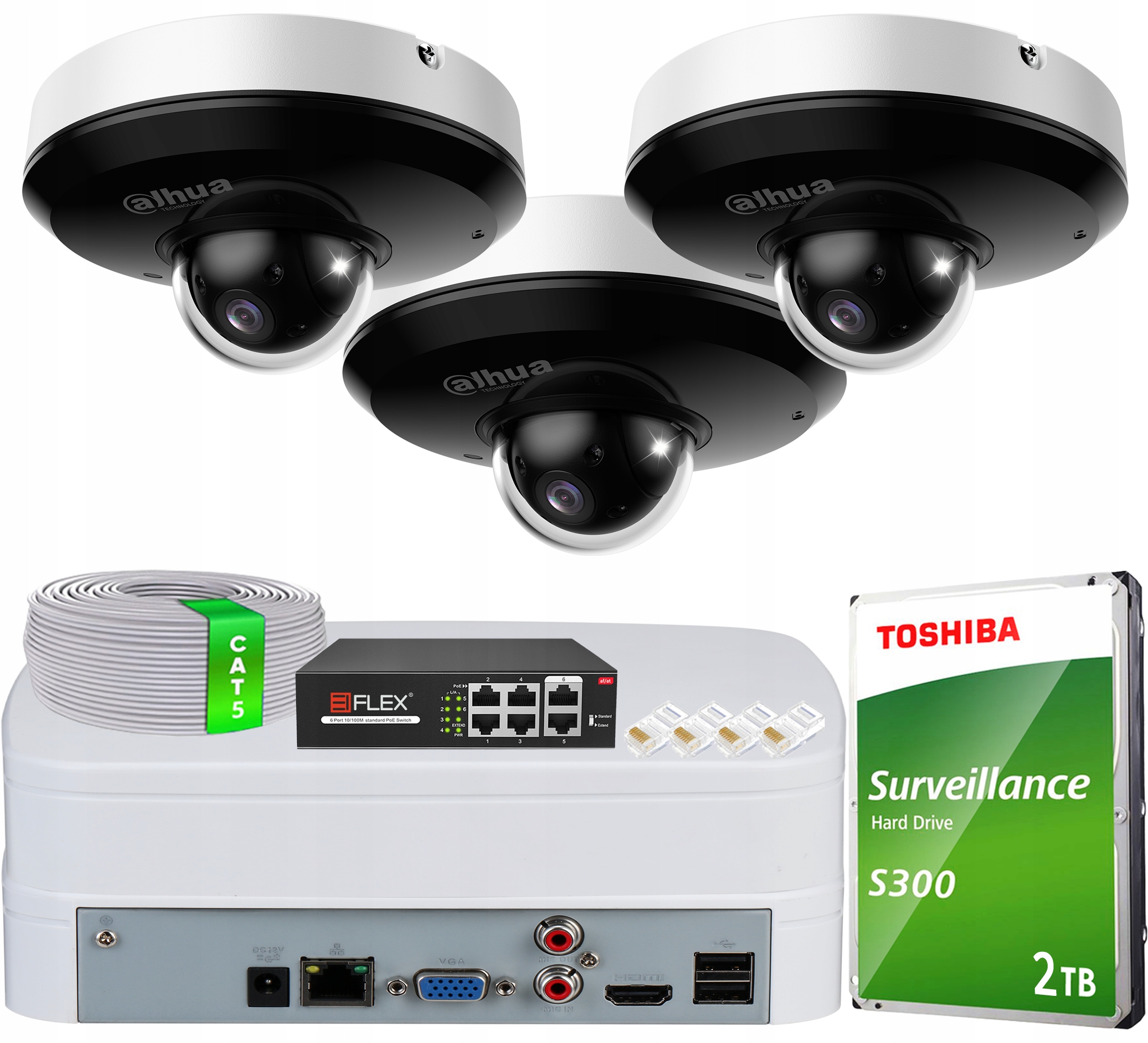 Monitorovací sada Dahua 3x Kamera SD1A404DB-GNY 4MP 4x Starlight, WizSense