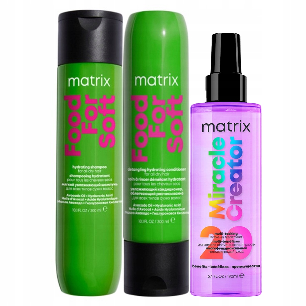 Matrix Food For Soft zestaw szampon odżywka 300ml spray miracle 190ml