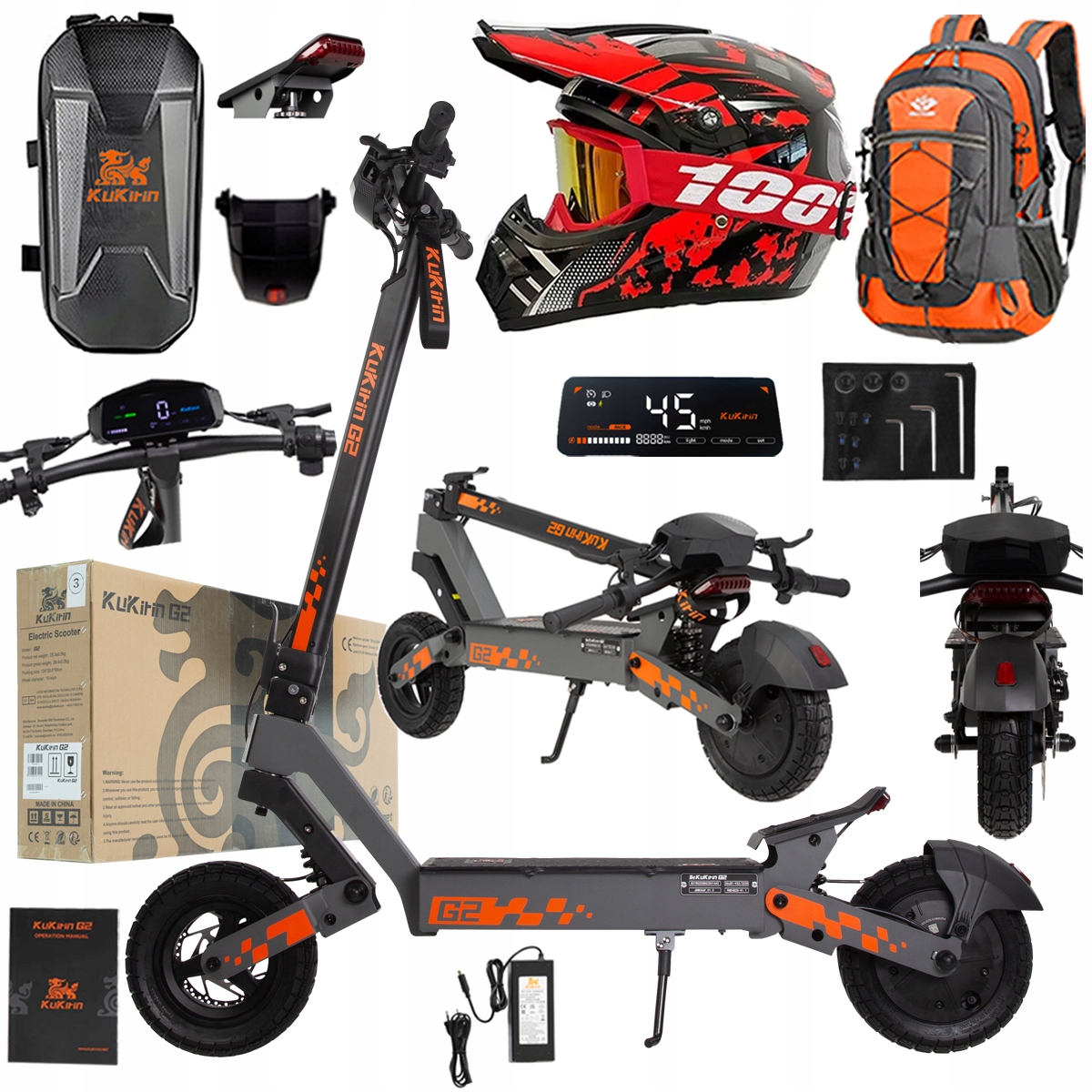 Kukirin G2 2026 Nové skládací elektrické vozidlo 1200W 45KM/H 15Ah 48V 10"