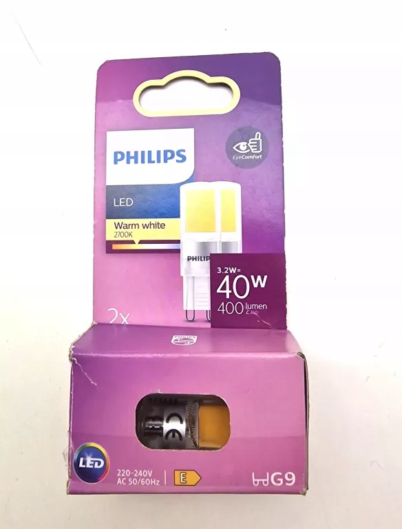 ŻARÓWKA LED PHILIPS G9 2700 K 2 SZT.WARM WHITE (8719514304055) • Cena
