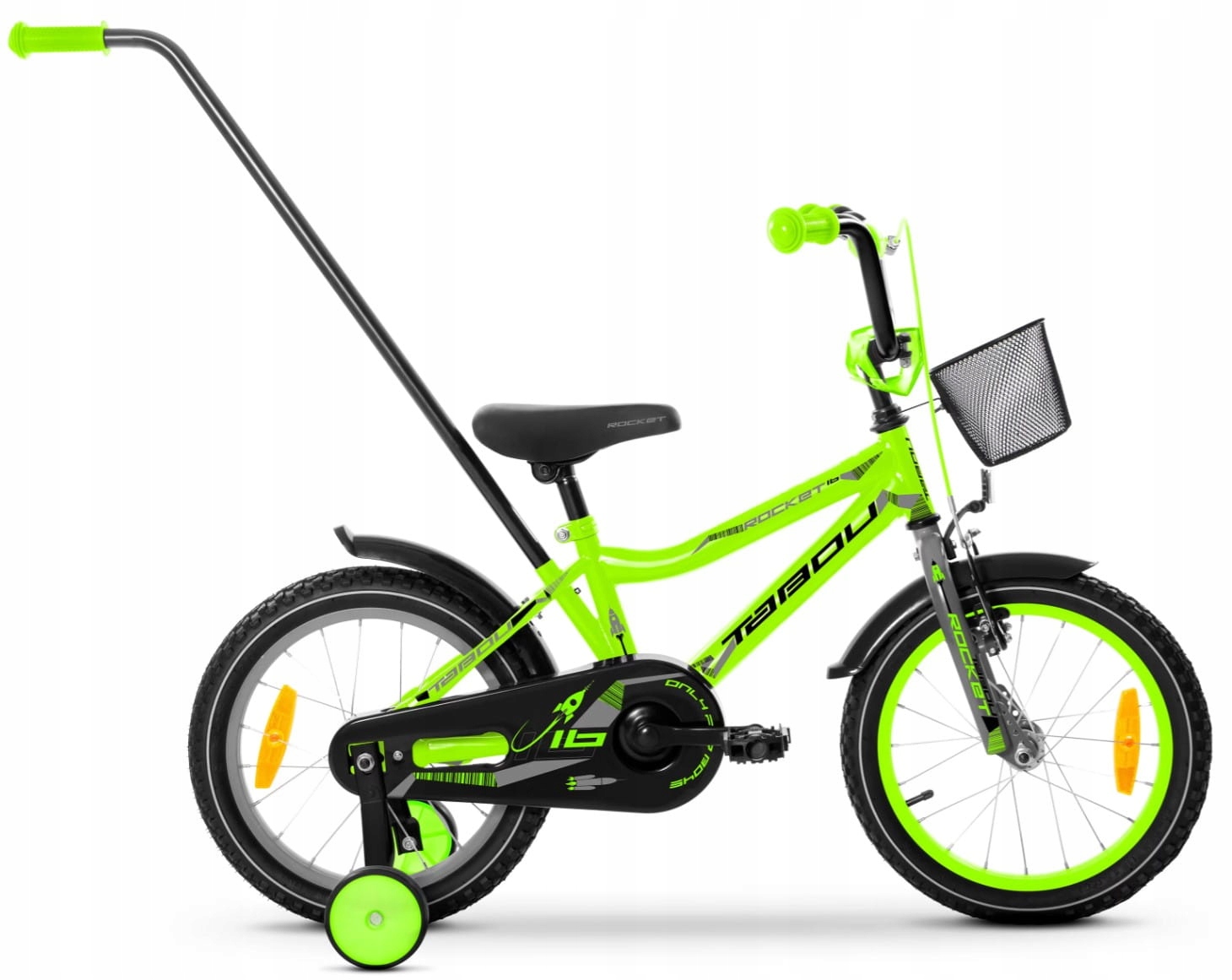 Rower dziecięcy 16" Tabou Rocket Alu limonkowy czarny R23