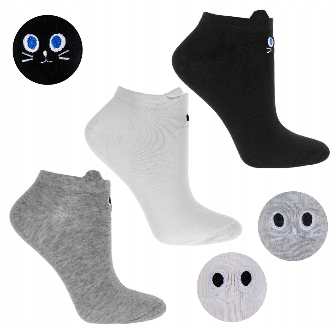 

3x Stopki z zapiętką i haftem Moraj białe 35-38