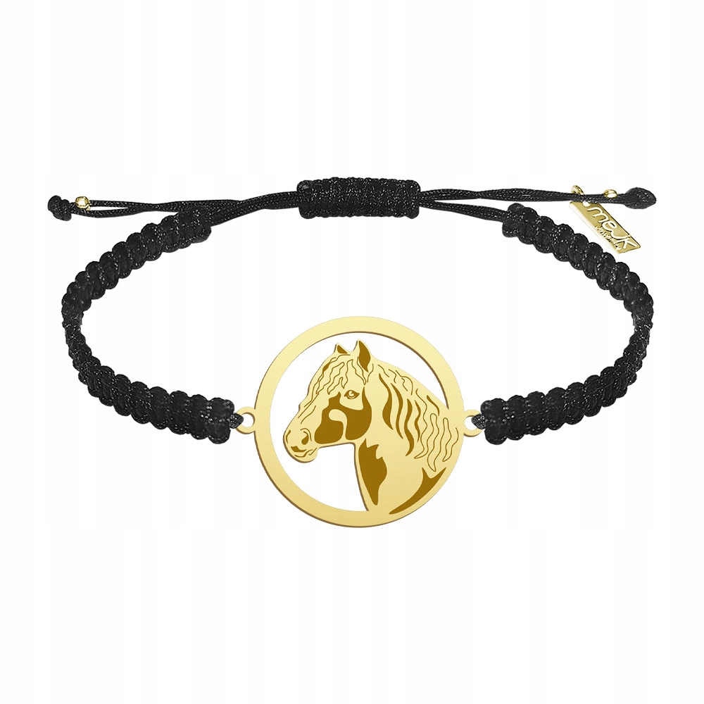 Zlatý náramek s koněm Tinker 925 Makramé Dárek Žena Gravírování Bonus
