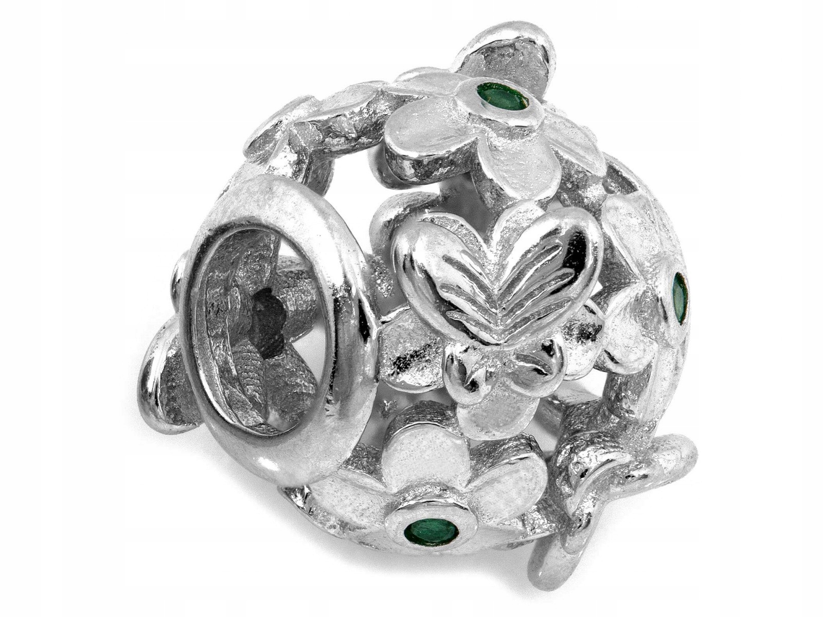Lesklý stříbrný přívěsek 925 přívěsek beads motiv květiny motýlci 2.37