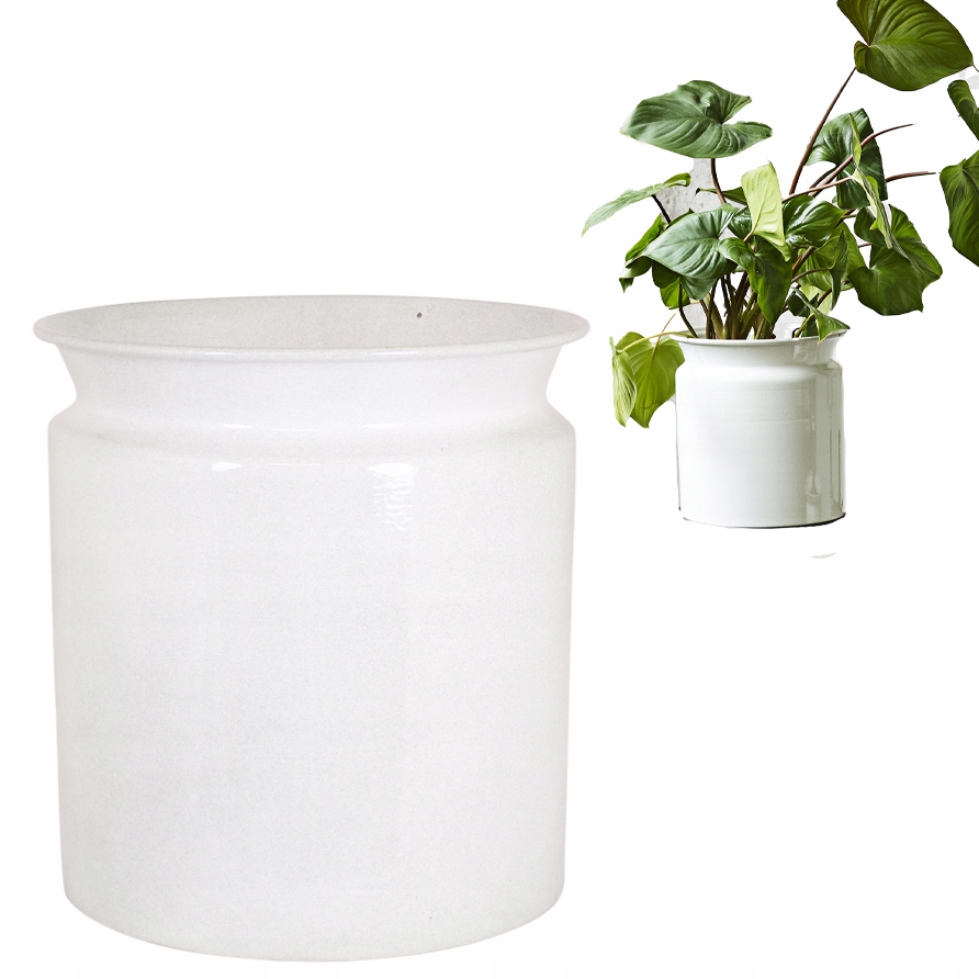 Květináč Vysoký Bílý 17 cm obal na květináč kovový kulatý pro bonsaj palmy obývacího pokoje