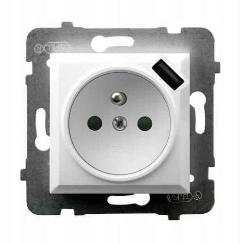 Ospel As bílá – zásuvka s uzemněním Usb GP-1GZPUSB/m/00