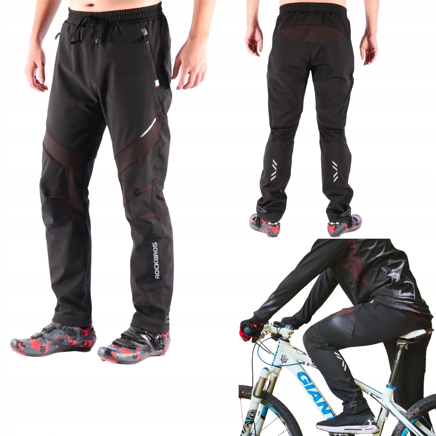 Spodnie Rowerowe Męskie Długie Spodnie Sportowe Dres Rozmiar 2XL Rockbros