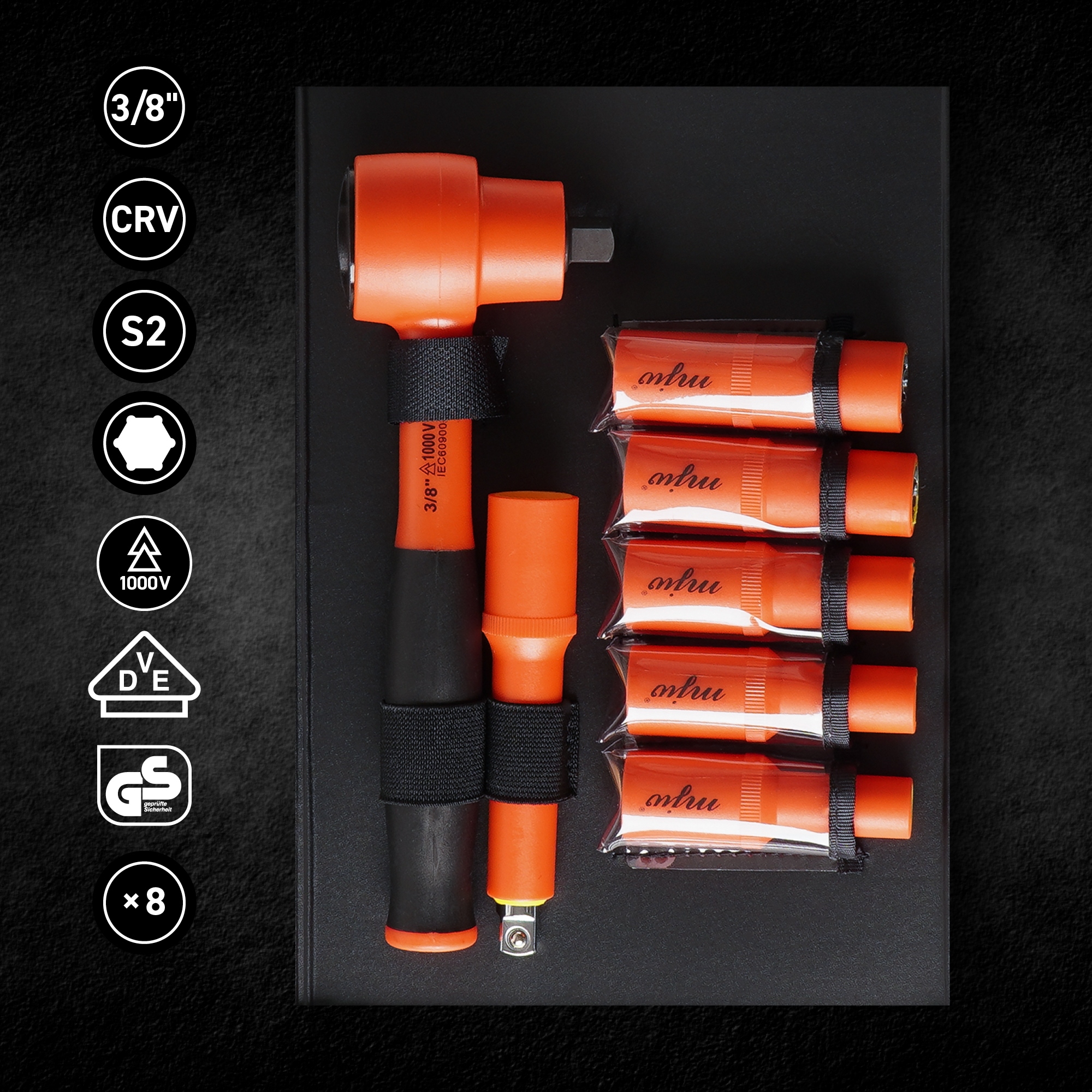 MJW Zestaw narzędzi izolowanych 3/8" VDE 1000V Marka MJW