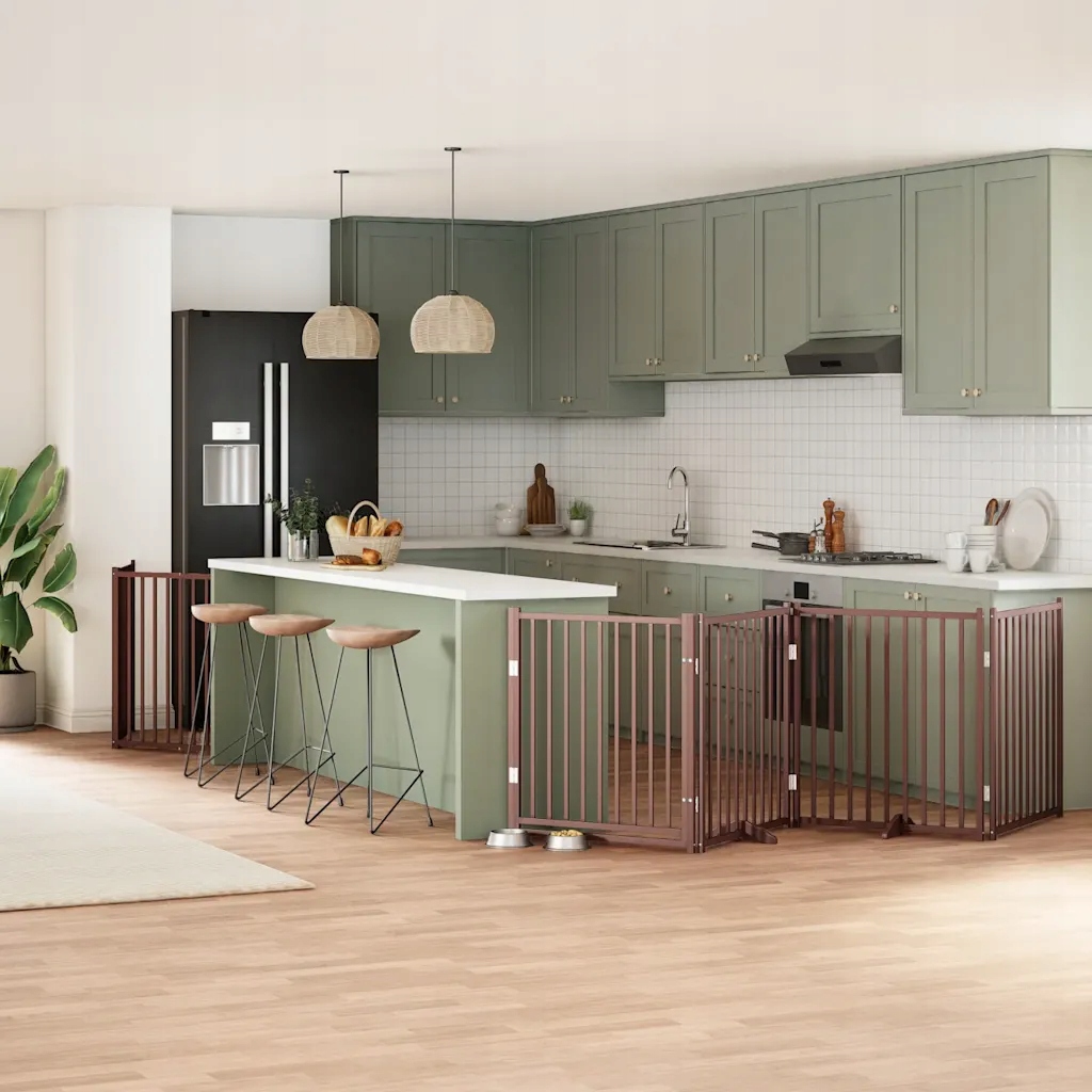 Levně Zábrana pro psy s dvířky skládací 10 panelů hnědá 800 cm topol Hnědá 315575