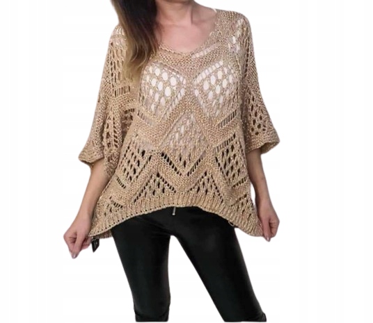Bluzka narzutka ażurowa ZŁOTA nitka szydełkowa kolory UNI