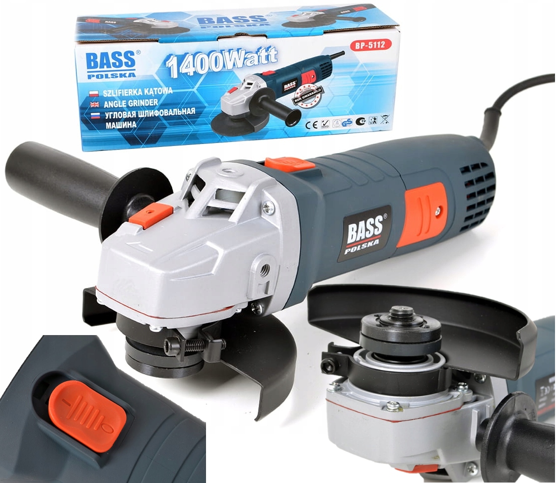 Szlifierka Kątowa Diax 125 MM 1400W 230 V blokada wrzeciona Bass Polska