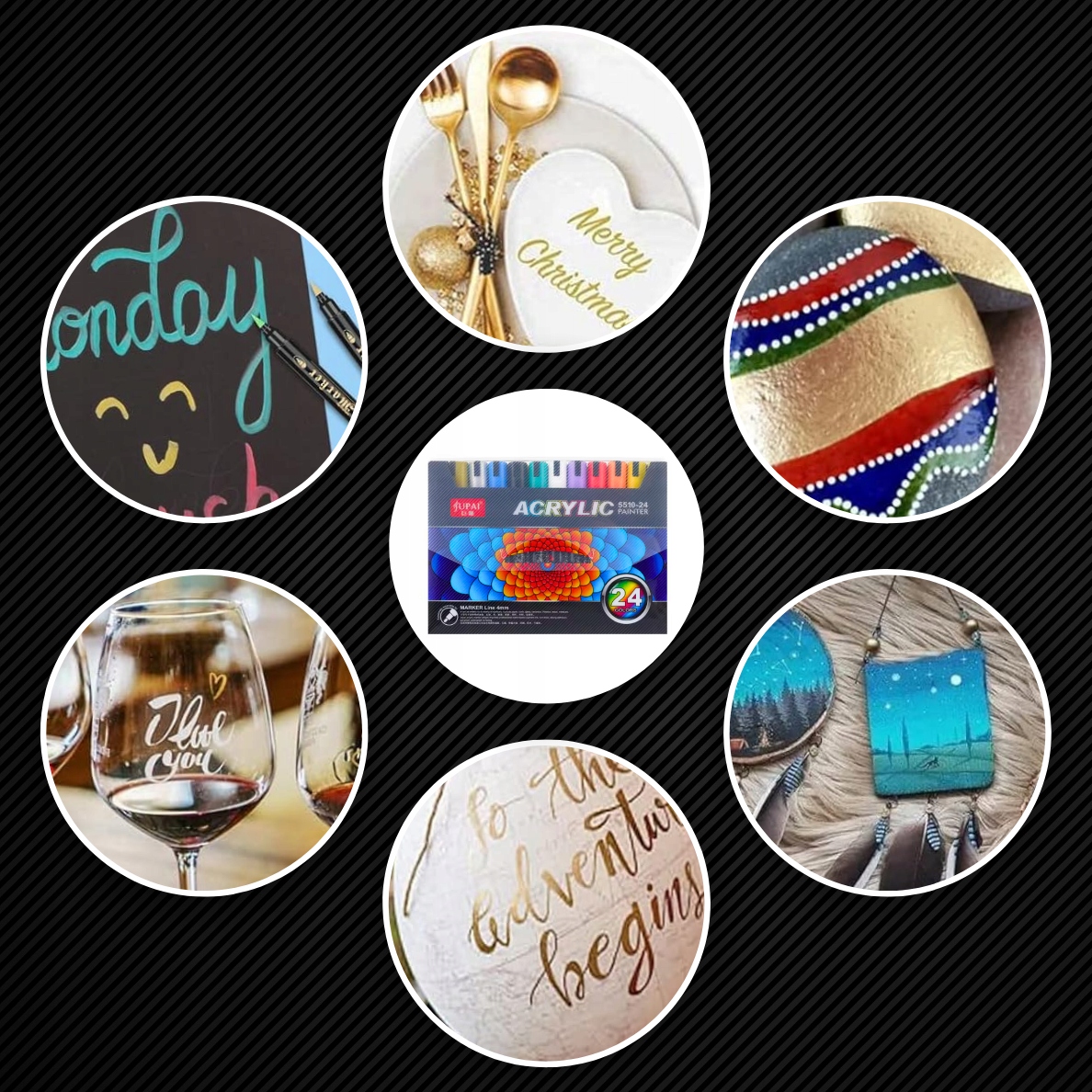 MARKERY AKRYLOWE MAZAKI FLAMASTRY 24 KOLORY PISAKI WODOODPORNE + ETUI Płeć chłopcy dziewczynki unisex