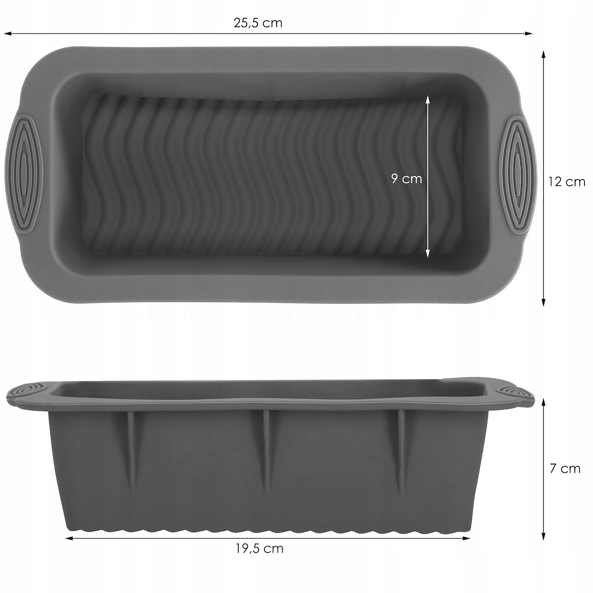 DUŻA SILIKONOWA FORMA DO PIECZENIA CHLEBA PASZTETU CIAST KEKSÓWKA NON-STICK Wysokość produktu 7 cm