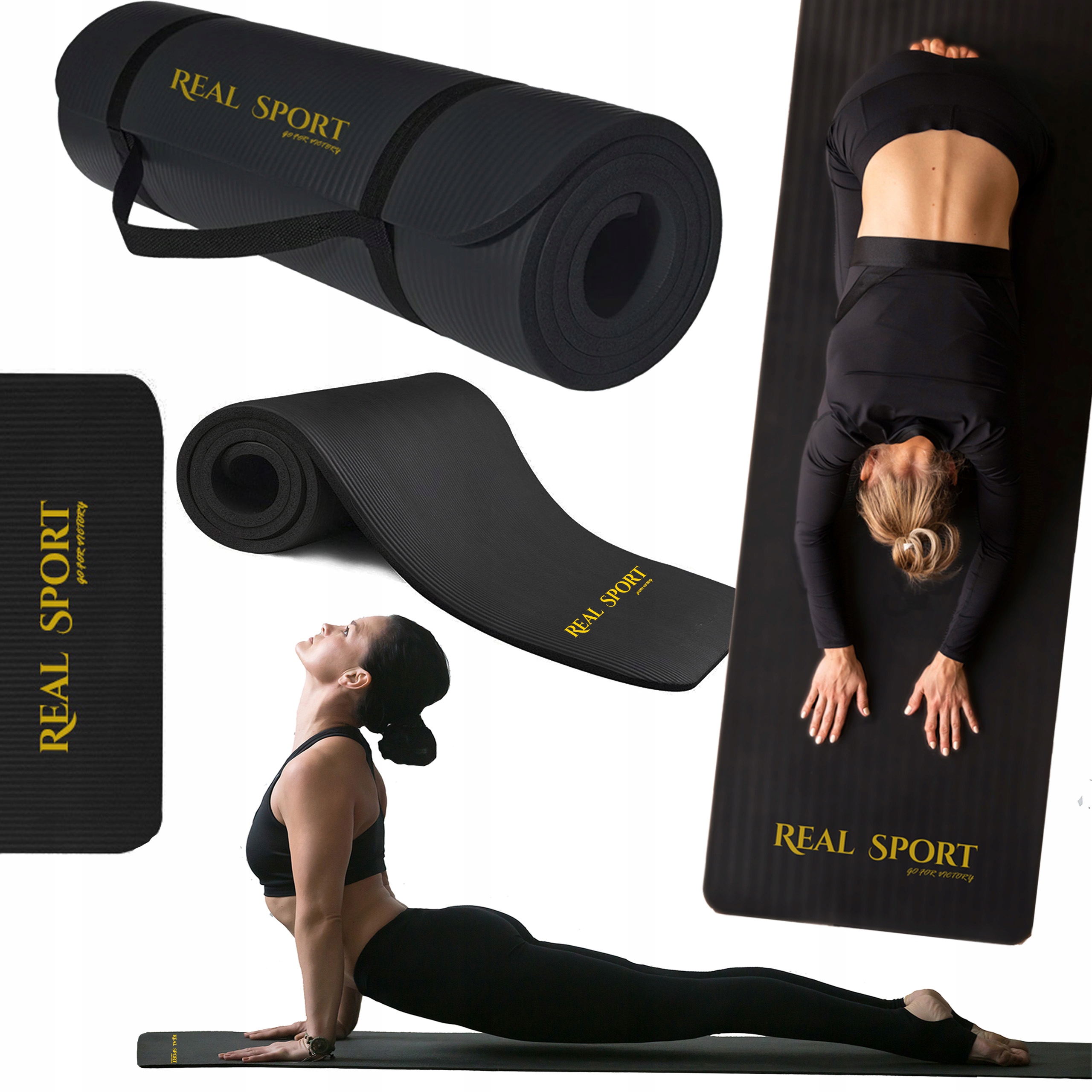 MATA GIMNASTYCZNA DO ĆWICZEŃ JOGI PILATESU FITNESS GRUBA 180x60 + PASKI