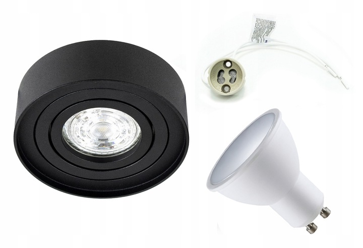 OPRAWA PODTYNKOWA HALOGENOWA TUBA LED RUCHOMA CZARNA EDO +ŻARÓWKA LED