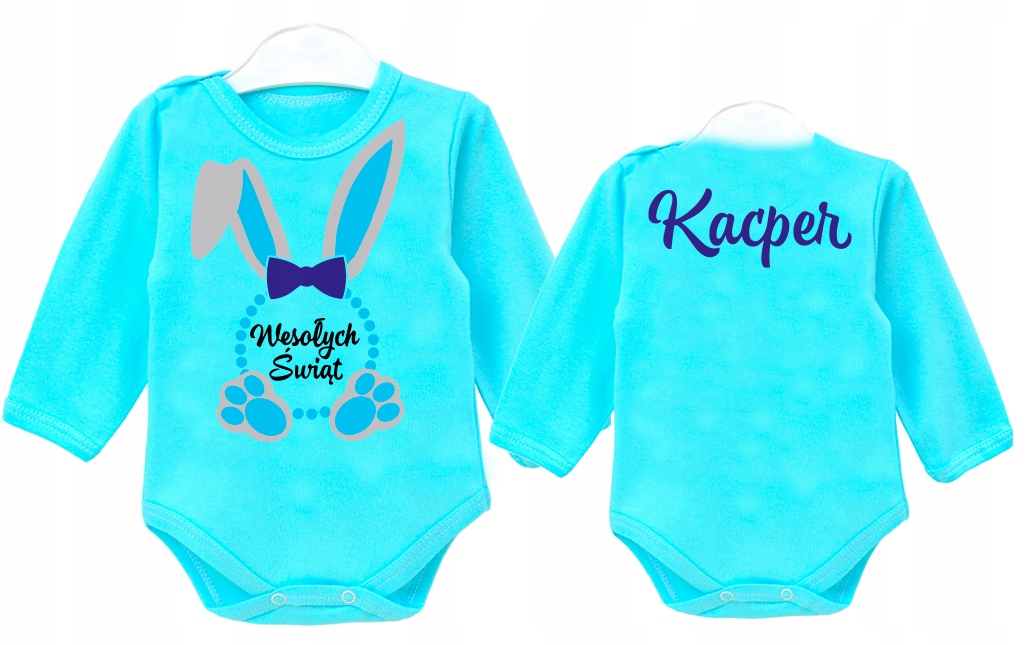 Body dziecięce niemowlęce Zajączek króliczek Imię na plecach WIELKANOC r.80