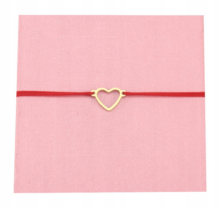 

Bransoletka Czerwona Szczęścia Złote Serce Stal