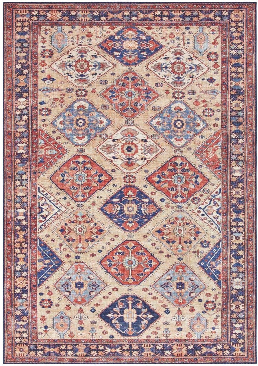 Orientálny koberec do obývačky 200 x 290 cm, červeno-krémový, plochý